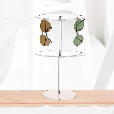 Glasses Display Stand,Sunglass Rack Shelf 2 Layer Eyewear Organizer,Round,Easy To Install