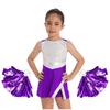 Kids Girls Cheerleading Dance Outfit Sleeveless Shiny Sequins Adorned Dress with Shorts and Flower Balls Set Halloween Carnival Party Costume
