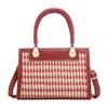 Red handbag for women, 2024 new model, high-end houndstooth pattern handbag, niche French-style bridal bag for women