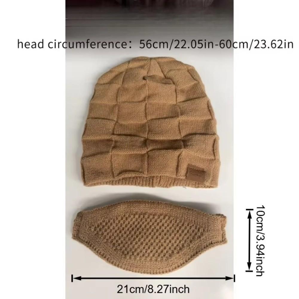 Soft Winter Beanie Cap Thick Warm Face Mask Set Casual Slouchy Hat for Winter Cycling Skiing