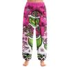 Women's Christmas  Print Trousers With Drawstring Cuffs Casual Pants And Pajamas
