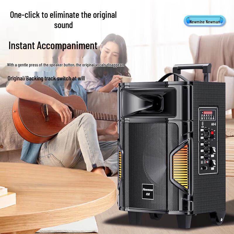 Newman A8 Portable Bluetooth Trolley Speaker with Dual Mics CN Plug (adapter Included)