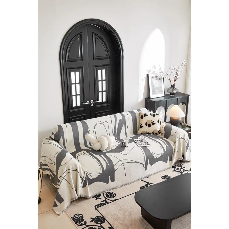 Geometric Abstract Modern Style Simple Chenille Thickened Non-Slip Sofa Cover Sofa Cover Cloth Cover Cover a Piece of Full Cover Cloth