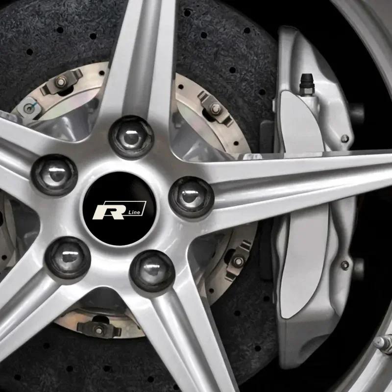 2026 Nuovo Per VW VOLKSWAGEN 4 Pezzi 56/60/65mm Adesivi Coprimozzo Ruota Auto Emblema Tappo Mozzo Per Volkswagen VW R Line GTI Golf 5 6 S