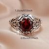 Vintage CopperColor Hollowed Out Carved Pattern Red Inlaid Zircon Ring, Women's  Trendy Holiday Accessory Gift
