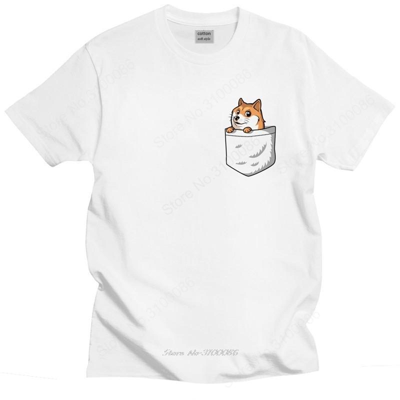 Trendy Unisexs Funny Shiba Inu Tshirt Short Sleeve Cotton Tshirt Summer Japanese Dog Pocket Doge Tees Shirts Loose Fit Apparel S