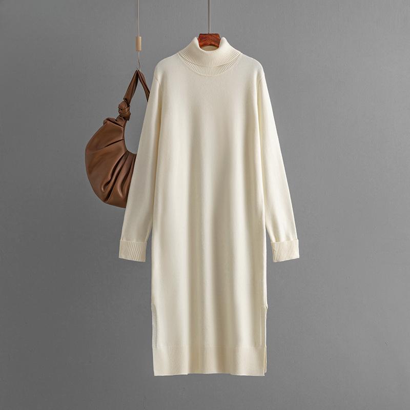 

Осень-зима Женские водолазки свитера платье повседневное свободное теплое трикотажное платье женское One Size абрикосовый