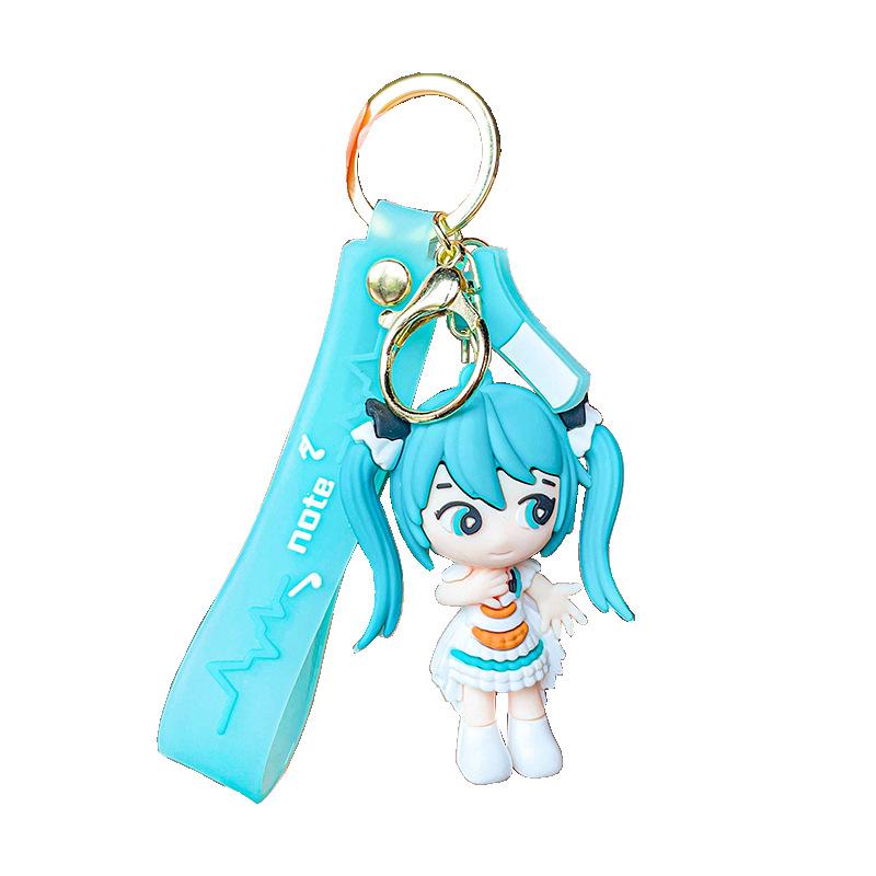 Anime Hatsune Miku Keychain Cute Cartoon Figure Keyring Bag Charm Car Accessory Gift for Fans Cosplay