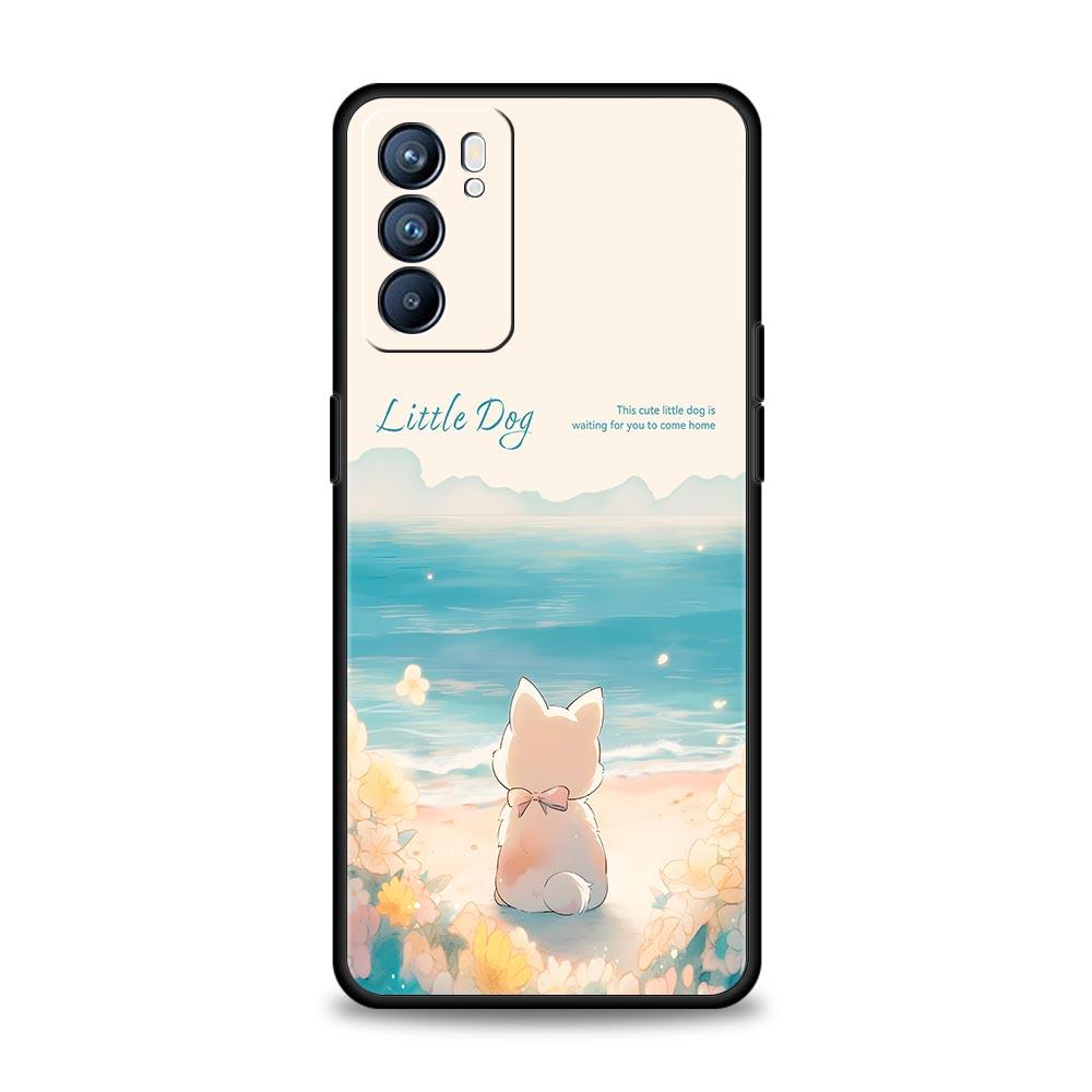 Cute Cartoon Dog Seaside Rabbit Case For Oppo Reno14 Reno13 Reno12 11 F 10 Find X5 X9 Pro A54 5G A53 A9 A16 A78 4G A80 A98 Cover