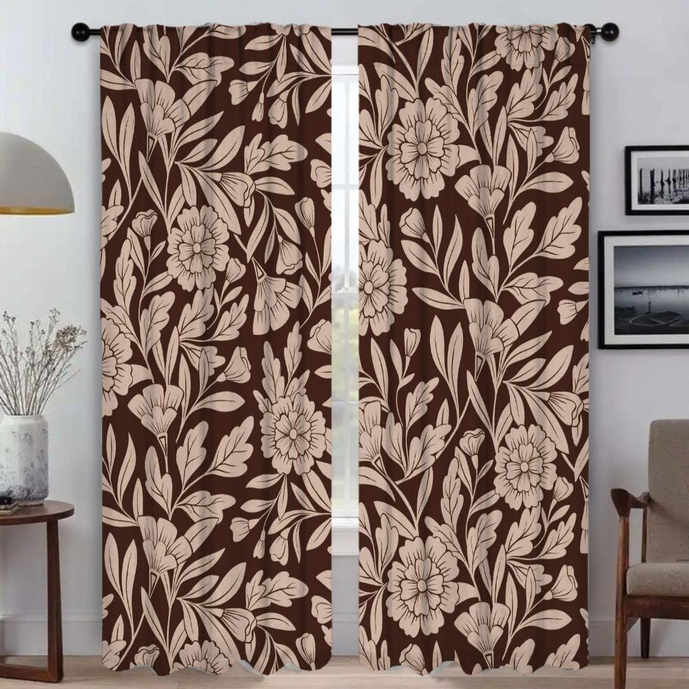 

Винтажный принт тюль для спальни украшение на Хэллоуин противомоскитные шторы для гостиной затемняющие шторы разделительная камера W50xH70cmx2pcs-CL