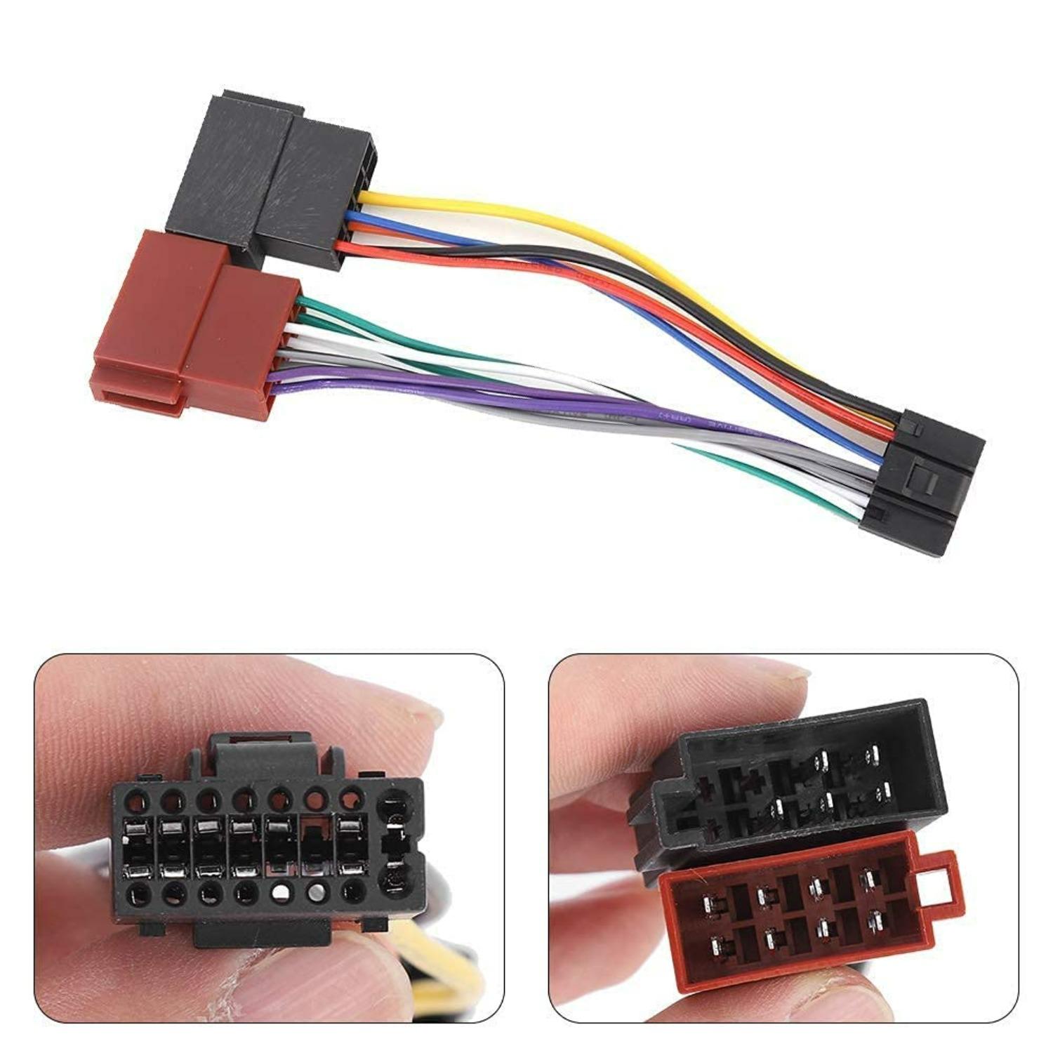 ISO Radio Adapter, 16 Pin ISO Wiring Harness Connector,Car Radio Wiring Harness Adapter Cable,Car Stereo Connector,Impedance Converter Compatible Z