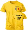 Personalise Romania Football T-Shirt, Soccer, Fans Sports Costume, Flag Badge,