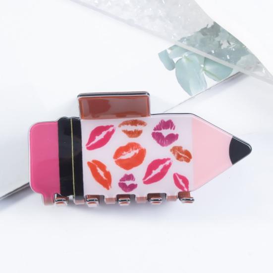 Women Hair Claw Heart Pattern Pencil Shape Hair Clip Back Head Shower Shark Hair Claw Back To School Hair Accessories