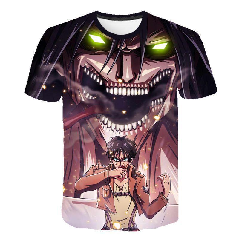 Anime Attack on Titan 3D Printed T-Shirt, Eren Levi Design, Soft Polyester Fabric, Comfortable Casual Short Sleeve Tee