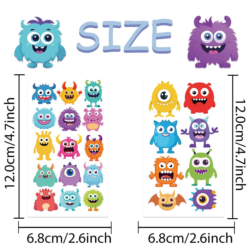 10sheets Cartoon Little Monster Tattoo Stickers For Hand Face Body Temporary Waterproof Tattoo Stickers Kids Creative Gifts