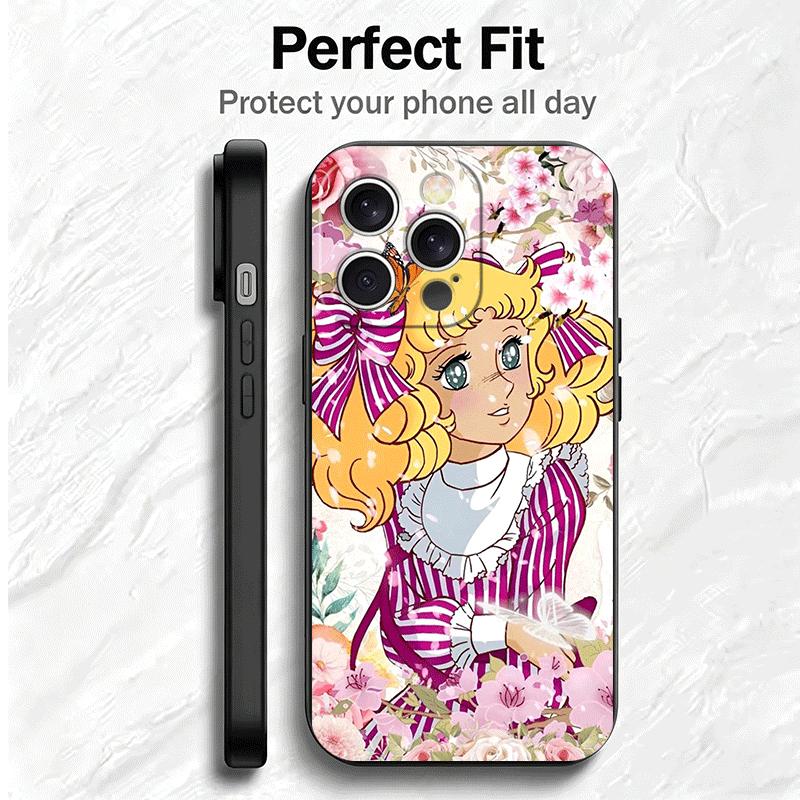 Anime Candy Candy Soft Phone Case for iPhone 16 16E 17 Air 15 Pro Max 14 Plus 13 Mini 11 12 7 Black Cover Back Shell