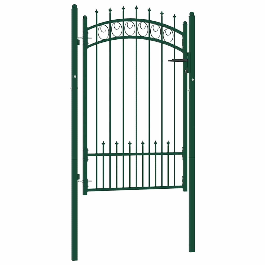 Fence Gate EMMEN with Spikes Steel 104 x 117 cm Green