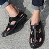 Summer Classic Black Sandals for Men Comfortable Soft Handmade Leather Sandals Large Size 48 Outdoor Casual Sandals Man Footwear