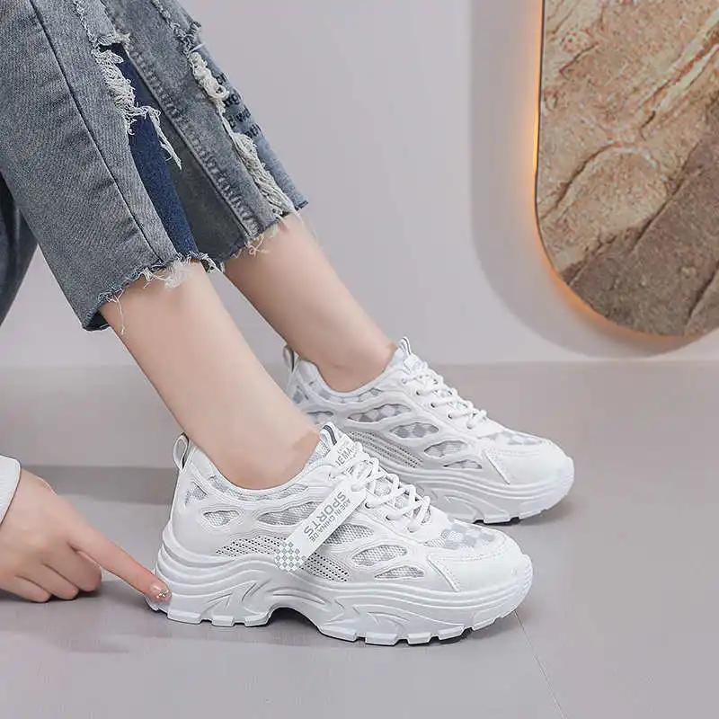Thick Heeled Number Women's Thick Low Heel Oxford Beige Platform Shoes White Boot Tennis For Women Sneakers Sports To Play