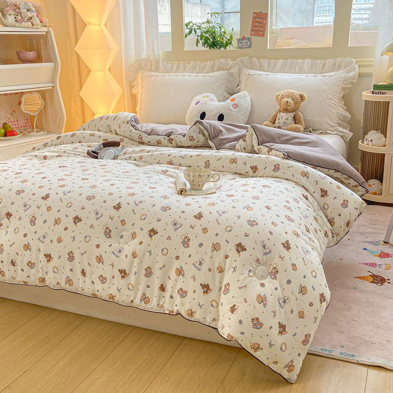 Antybakteryjna kołdra sojowa klasy A: Drukowana Gruba Bawełniana Kołdra do Akademików - Kontrolująca Temperaturę Zimowa Ciepło