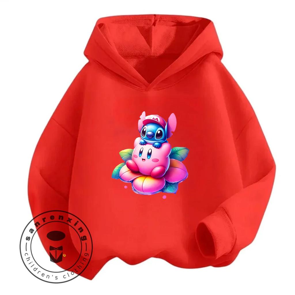 Cartoon Print Kirby Hoodie New 2026 Hot Selling For Kids Teenagers Boys Girls Autumn Winter Fashion Casual Trendy