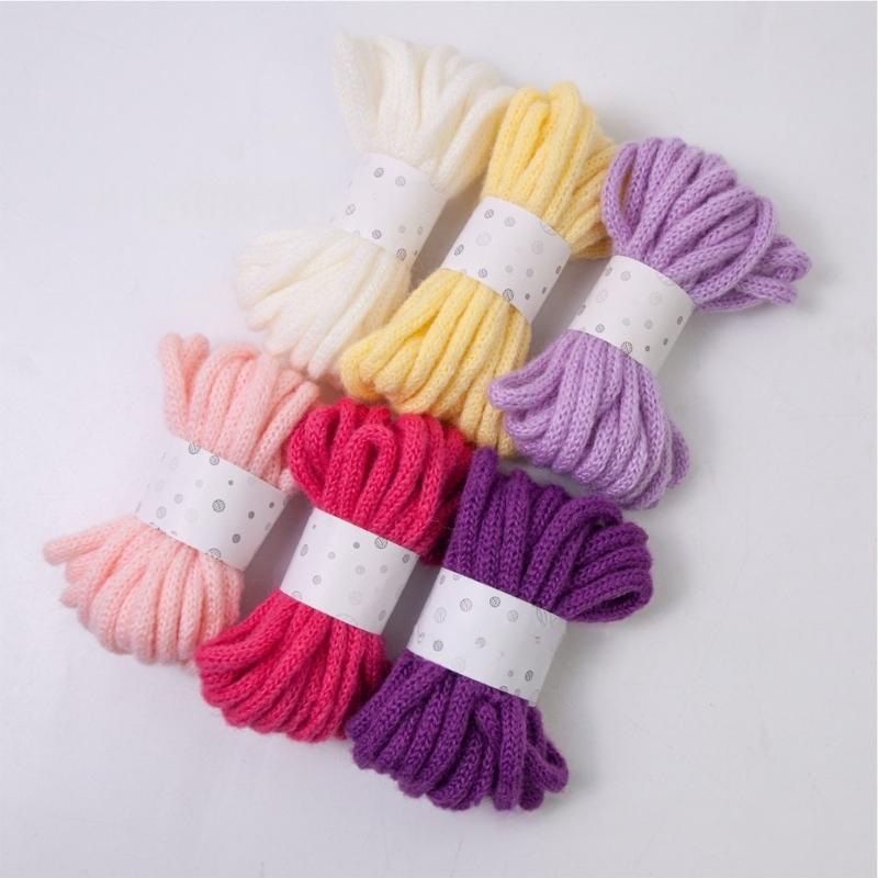 6Rolls Of Multicolored Hollow Braided Cord Rope 5.46Yard Long 7mm Wide Polyester Rope For Art Craft And Home Decoration