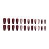 European and American Style Wine Red Bride Nail Art Set with Gold Glitter - 24 Reusable Pieces