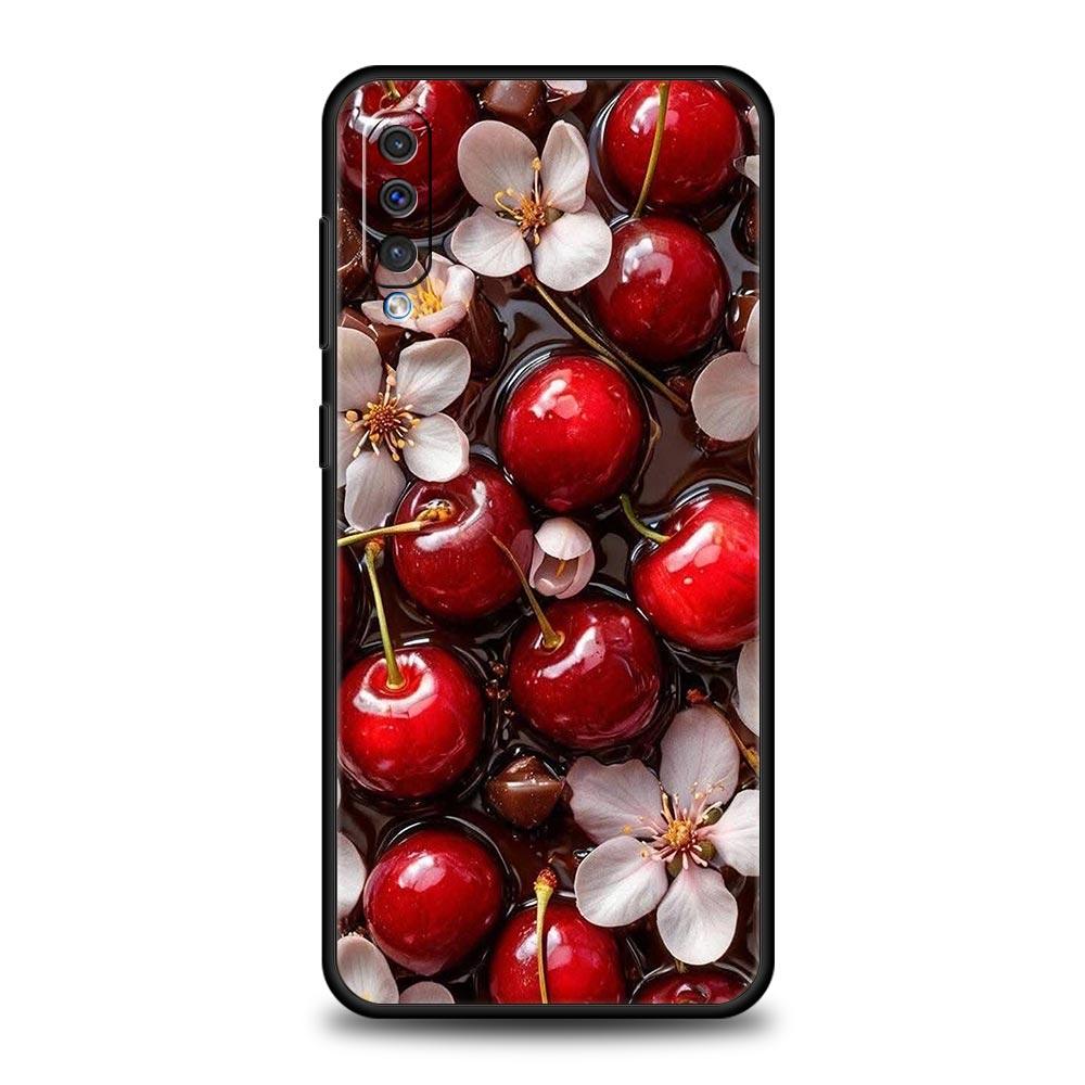 Red Cherry Phone Case For Samsung A26 A36 A56 A54 A52 A50 A70 A40 A20S A20E A12 A14 A16 A22 A24 A42 A34 A32 5G A04s A06 5G Cover