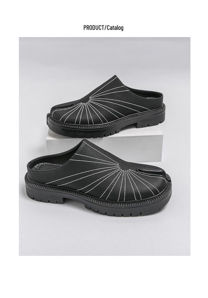 Herren-Loafer im japanischen Stil mit geteilter Zehe, zum Hineinschlüpfen, aus Leder - Lässige Halbschuhe