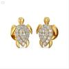 Female Cute Sea Turtle White Crystal Small Stud Earrings Vintage Yellow Gold Color Wedding Fashion Jewelry For Women