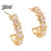 Two-tone Earrings 1 Pair Women C-Ring Shape Ear Buckle Design