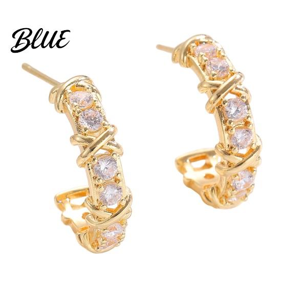 Two-tone Earrings 1 Pair Women C-Ring Shape Ear Buckle Design