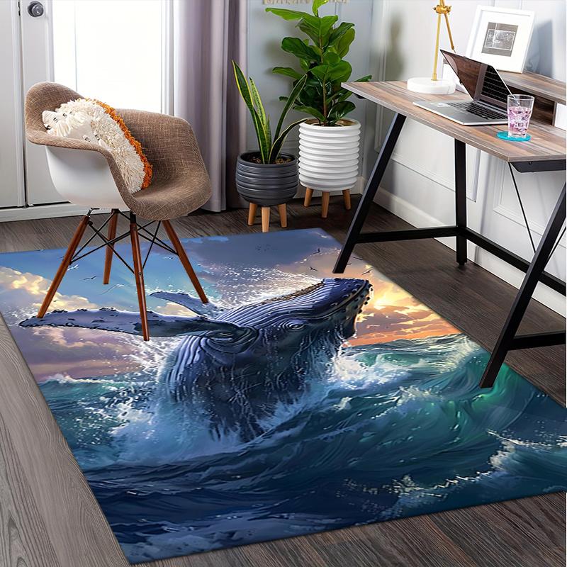 Whale Theme Office Carpet Chair Mat: Large Size, Non Slip Desk Pad for Home Decor, Suitable for Bedroom, Living Room, and Various Rooms