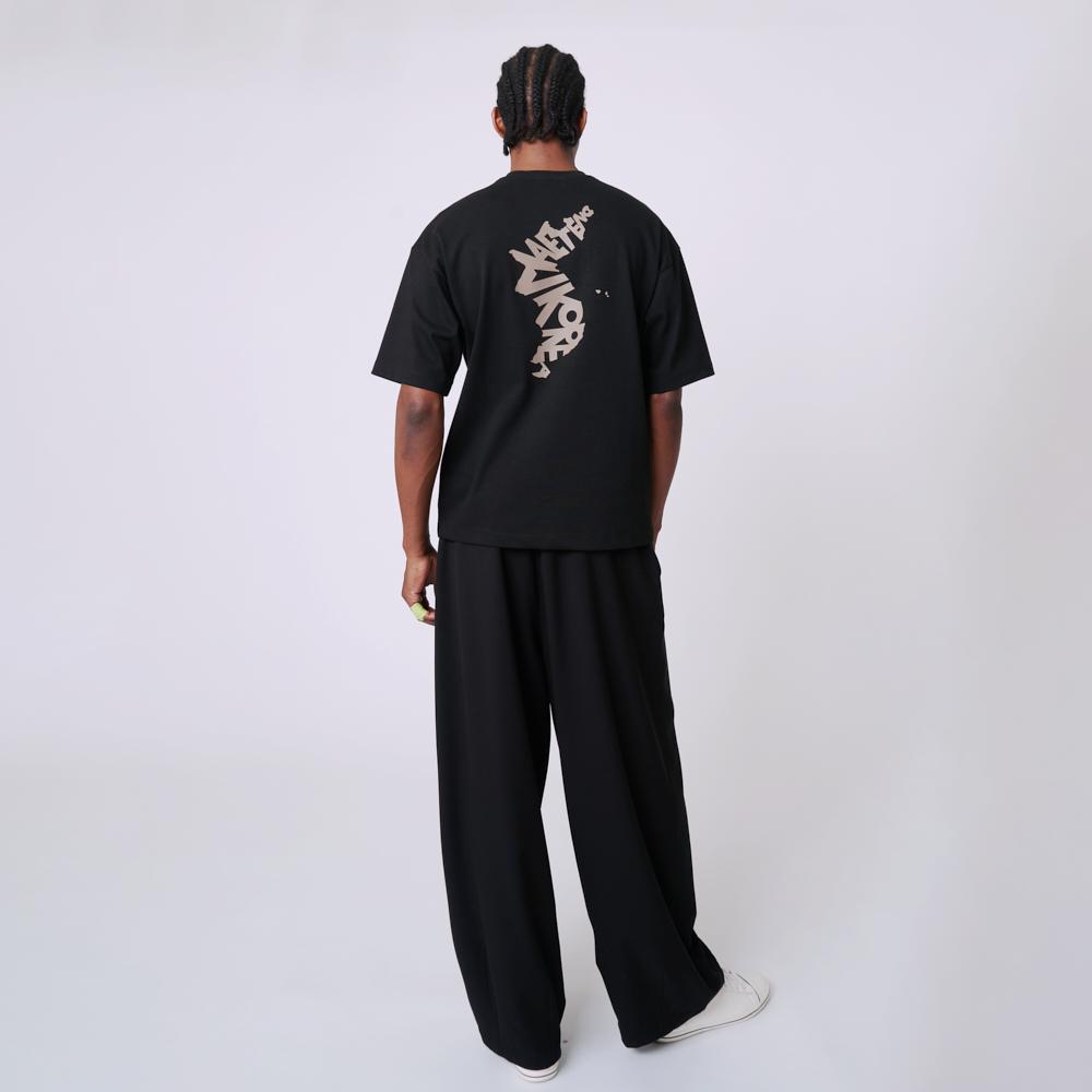 ATHPLATFORM Au42Th02 Half-Sleeve Print Top_Black