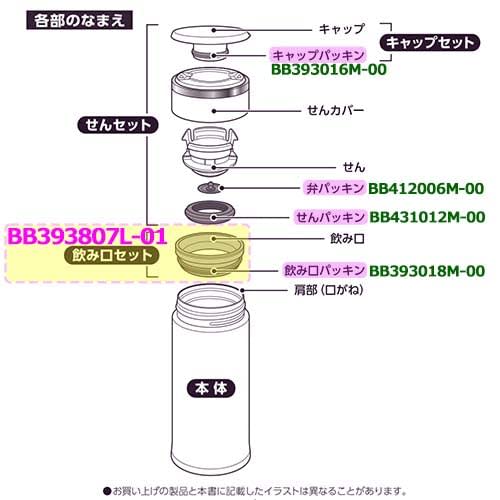 ZOJIRUSHI BB393018M-00 Stainless Steel Mug Spout Packing Packing Bottle Miguchi Packing [n Post Mailing] Water Stopper Packing