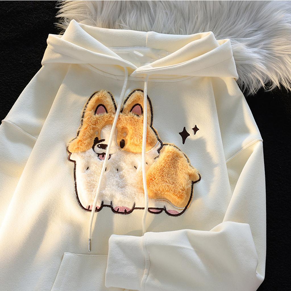 Ladies Fashion Casual Long Sleeve Round Neck Hoodie Pullover Top With  Pockets