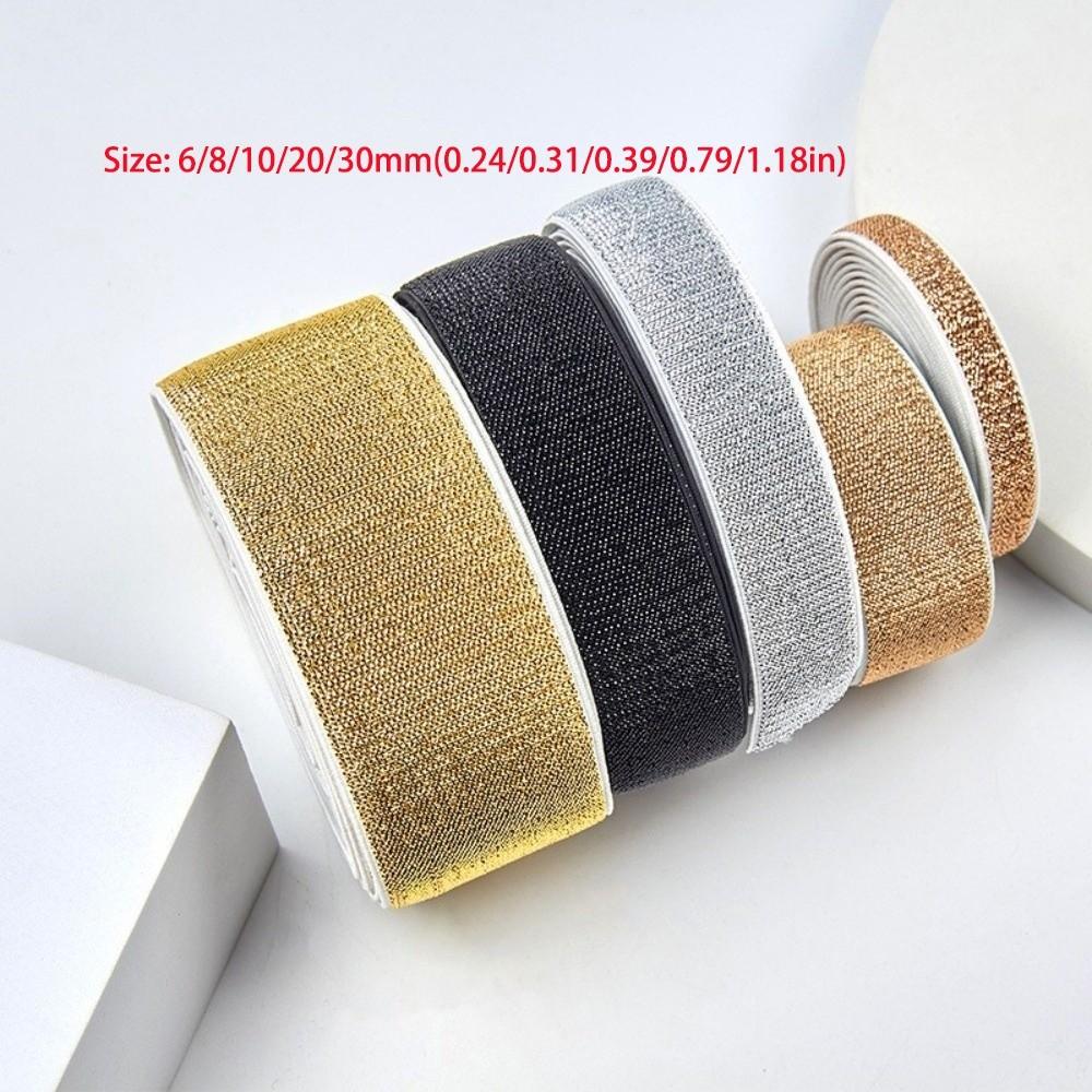 6mm 8mm 10mm 20mm 30mm Width Glitter Elastic Band 5Yards Decorative Trim Tape  For Sewing Projects