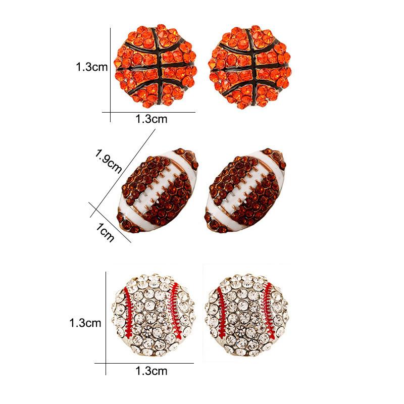 New Fashion Crystal Baseball Stud Earrings For Women Rhinestone Football Volleyball Basketball Softball Sports Earrings Jewelry