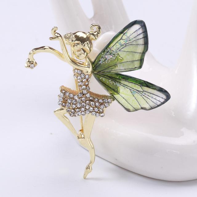 Fashion Crystal Wings Brooch Pins For Women Rhinestone Flower Fairy Lapel Pin Corsage Luxulry Brooches Jewelry Gifts