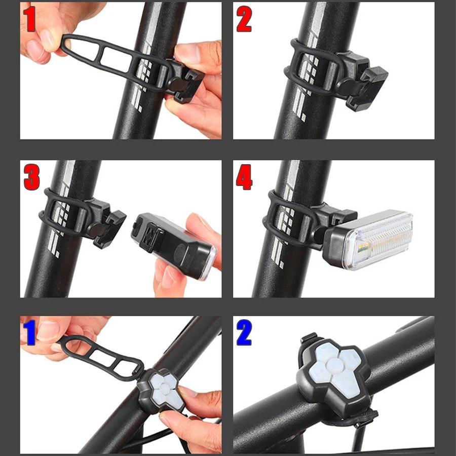 Bicycle & Scooter Turn Signal Rear Light - Wireless Charging, LED Flashing Modes, Waterproof Safety Tail Lamp for Night Cycling