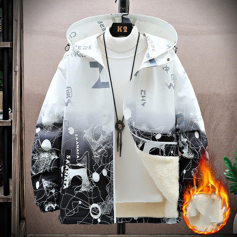 Men's Jacket Hooded Casual Jacket Winter Short Jacket Warm Thickened Hooded Jacket