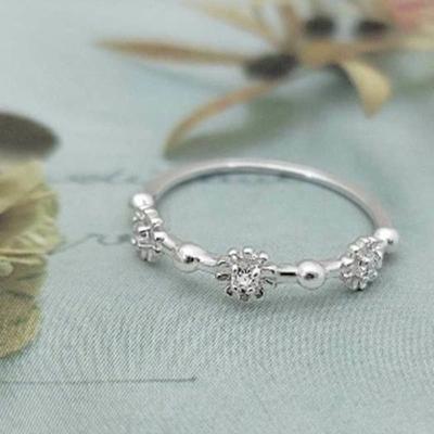 Ollia Daisy Cubic Daily Layered 925 Silver Ring