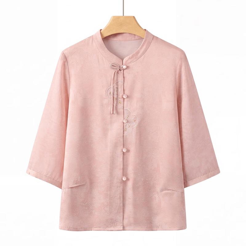 Yu Zhaolin Women's New Chinese Style Embroidered Summer Shirt