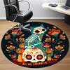 1pc Dia De Muertos, Cat Sugar Skull Office Round Area Rug,  Mat Suitable For Office, Under Office Chairs Bedroom Living Room Home Decor, Room Deco