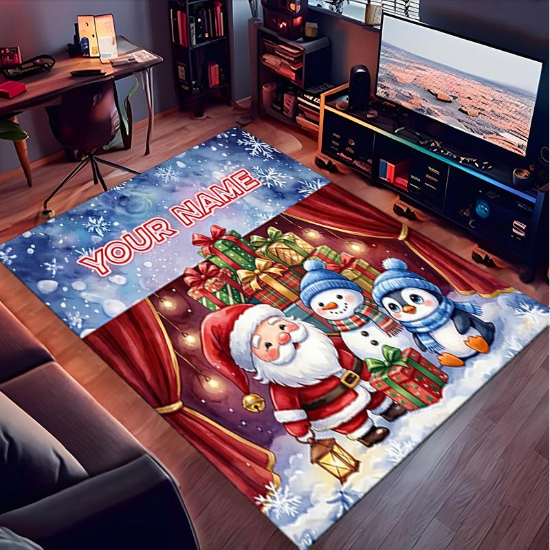 1PC Custom Name Christmas Magic Night Theme Floor Mat Ideal for Living Room, Game Rooms, Office, Bedroom,Floor Mat Playful Design