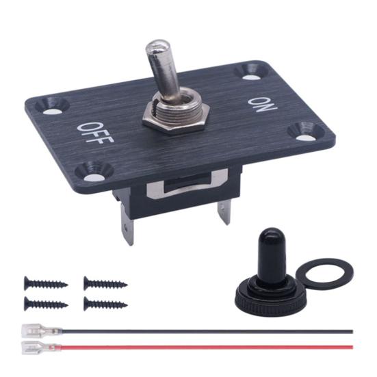 12V Waterproof Toggle Switch Heavy Duty Waterproof Toggle Switch 2 Pin ON/Off SPST with Mounting Plate Weatherproof Boot Cover
