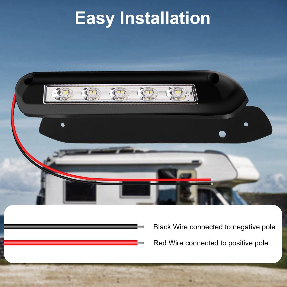 LED Awning Porch Light RV Van Trailer Exterior Lamp Waterproof Caravan Interior Wall Lamps 12V/24V