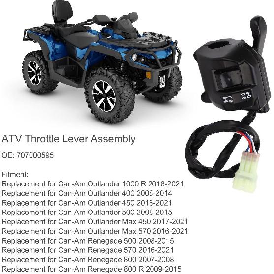 ATV Throttle Lever Handle Outlander Renegade Commander, 707000595 Handle Switch Throttle Lever Fit for Can Am Renegade Outlander