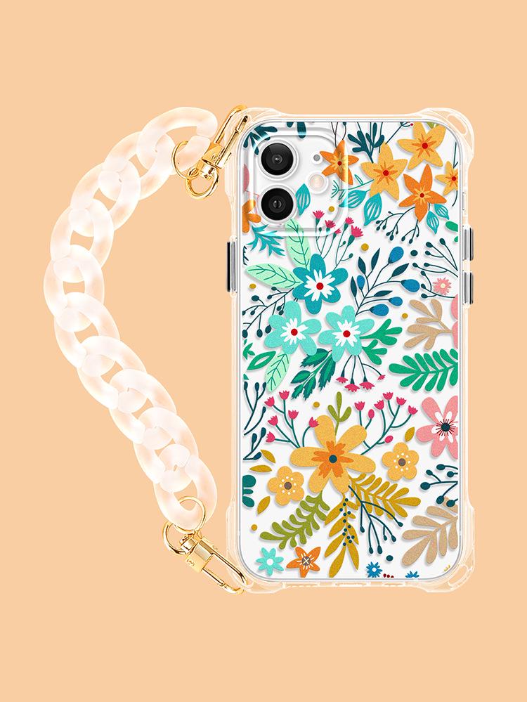 

Прозрачный противоударный чехол-сумка на руку с цветочной цепочкой для iPhone 12/13/13 Pro/XR iPhone 13 Mini