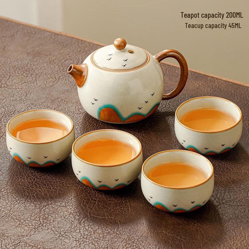 Lainuo Ru Kiln Flying Bird Green Mountain Xishi Tea Set